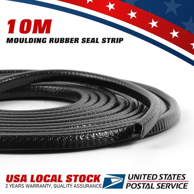 OEM 10M U-Shape High Quality Rubber&Stainless Steel Car Seal Strip 33ft Black US