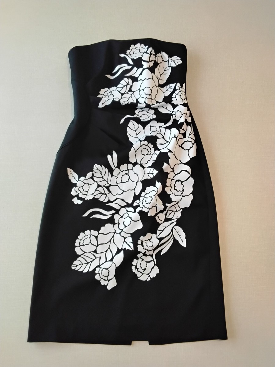 WHITE HOUSE BLACK MARKET BLACK STRAPLESS DRESS  SIZE 0  LINED, BUSTIER  STYLE