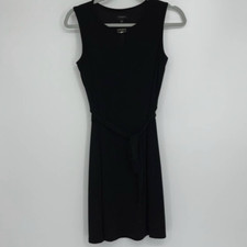 ANN TAYLOR BLACK SLEEVELESS TIE WAIST DRESSY CASUAL STRETCH DRESS SIZE 0