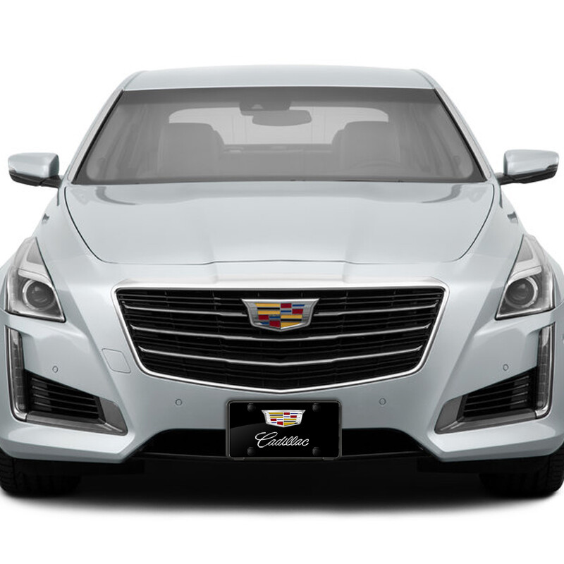 Cadillac Crest New 3D Logo Black Stainless Steel Auto License Plate - Car Beyond Store