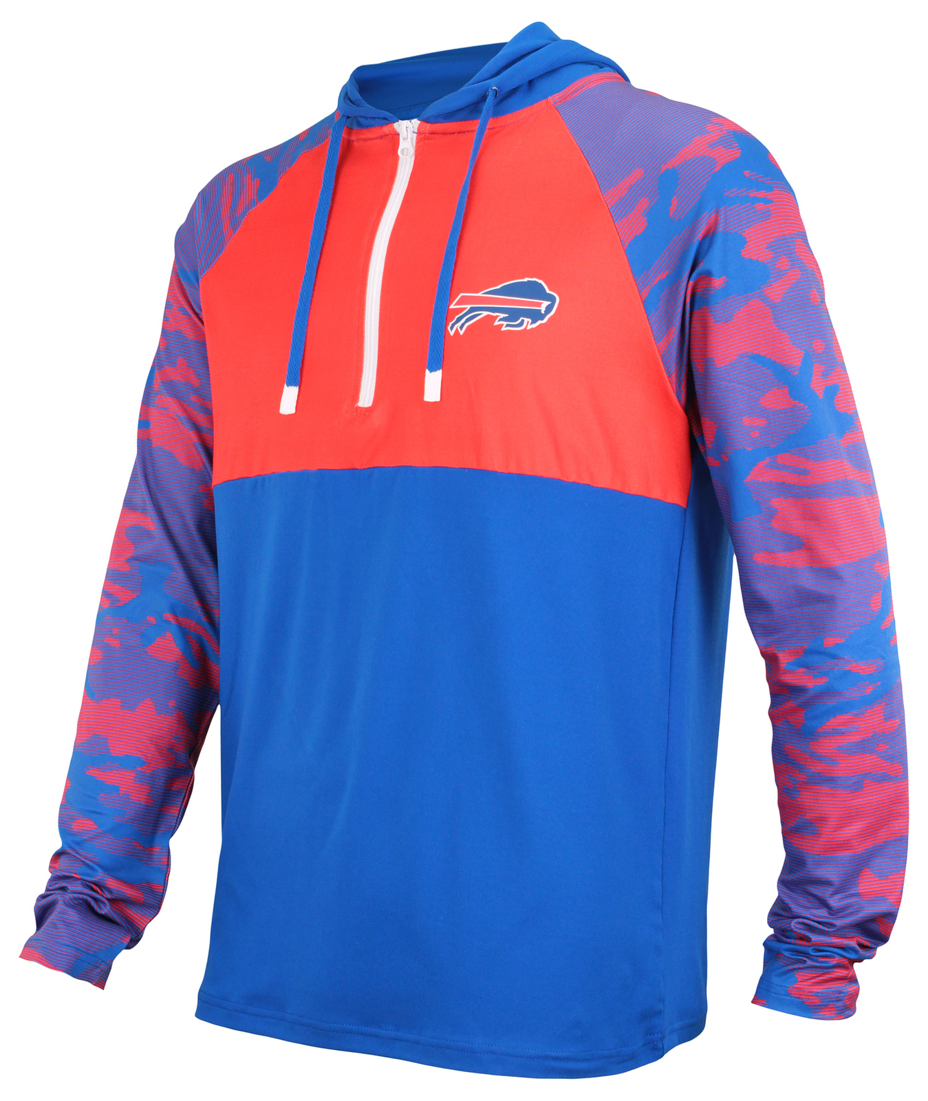 Толстовка с капюшоном Zubaz NFL Mens Buffalo Bills Team Color Block на молнии 1/4 с камуфляжными линиями