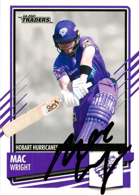 Signed 2021 2022 HOBART HURRICANES BBL Cricket Card MAC WRIGHT