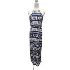 New! Made by Minkpink Resort Indigo Sunset Low Back Halter Maxi Dress, M
