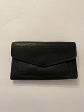 Fossil Black Leather Checkbook Organizer Wallet 