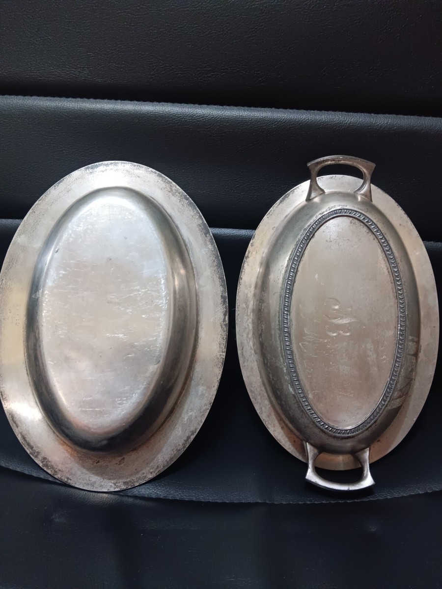 自衛隊　レア　銀皿セット Antique KSC Electro Plate On Nickel Silver C 19 12 Lidded