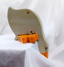 Handmade Painted Goose Shelf Sitter Wooden Vintage