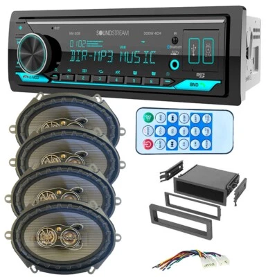 SOUNDSTREAM VM-20B Bluetooth Car Stereo AM/FM Radio & 4 Door Speakers for 1998-2004 Toyota Tacoma