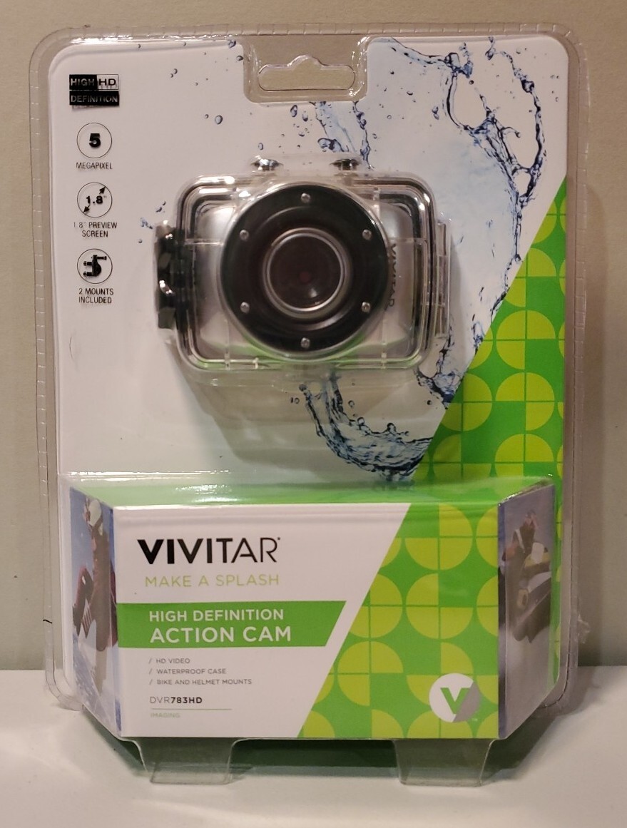 Vivitar 5mp HD Action Camera W/Waterproof Case Bike Helmet Mount