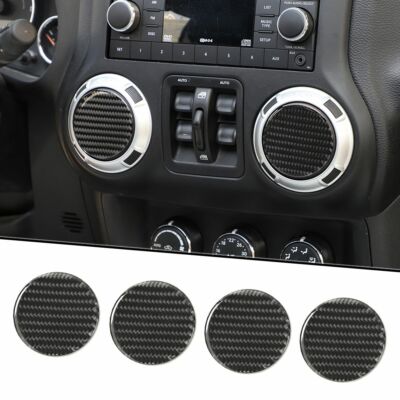 4x Dashboard Side Air Vents Outlet Trim Carbon Fiber for Jeep