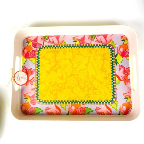 Anthropologie Alexandra Farmer Bamboo Floral Melamine Tray The Flock 16 x 12