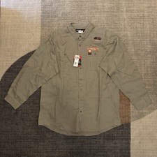 Wrangler Riggs Workwear Men's Khaki Cotton Work Shirt 2X Hidden Utility Loop