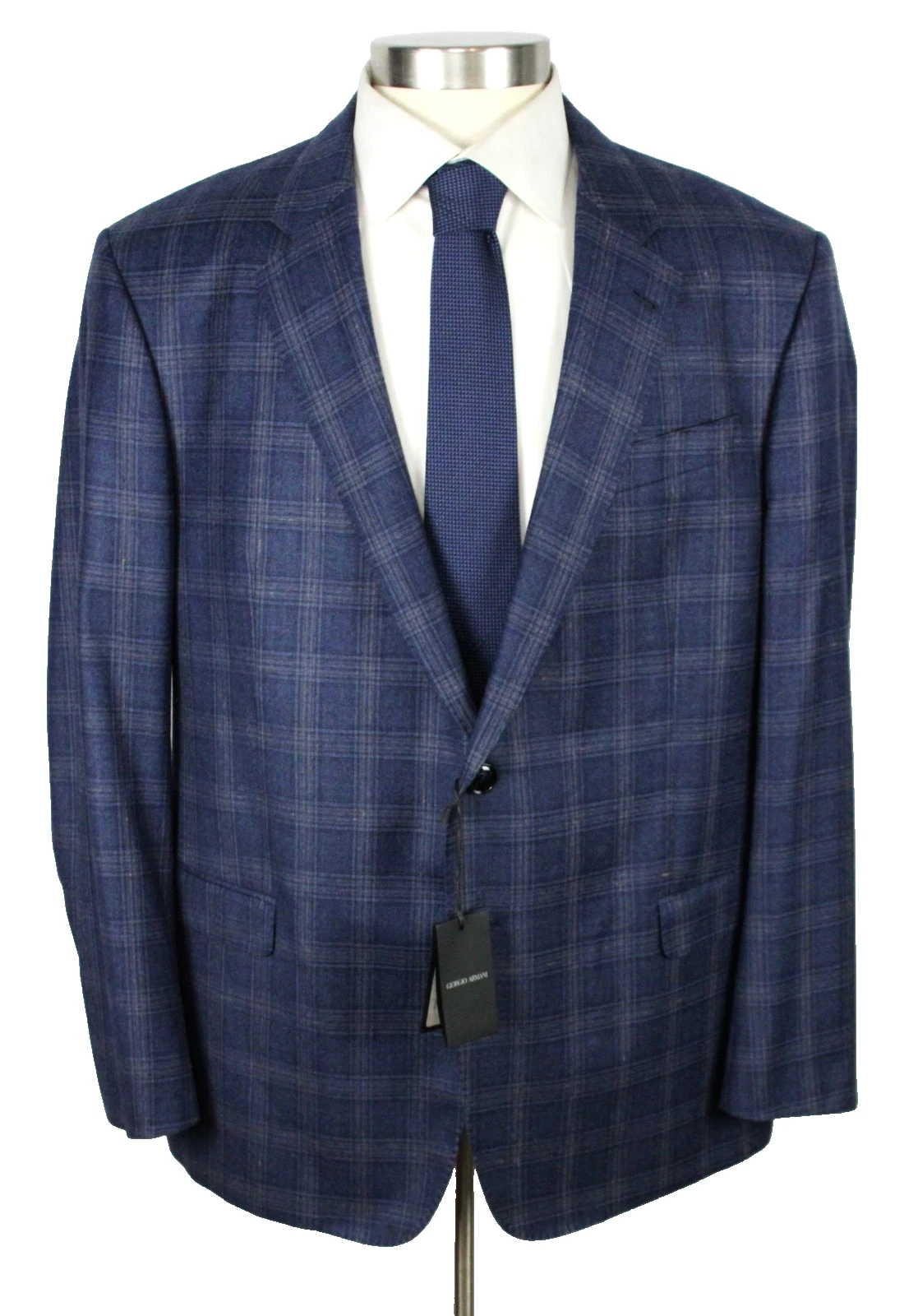 Giorgio Armani — $2695 Giorgio Armani Soft Blazer 50 R Slim Wool Cashmere Blue Plaid Sport Coat