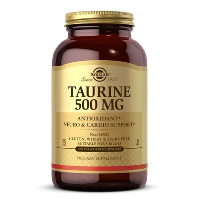 Solgar Taurine 500 mg, 250 Vegetable Capsules - Antioxidant - Brain Health - Ami
