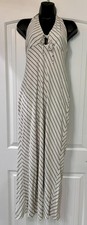 🌿 Wild Fable Cream & Black Halter Maxi Dress — Linen‑Look Minimalist  (L)