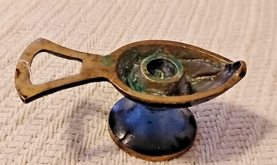 Vintage Aladdin Blue Genie Lamp Incense Burner 3'' long 1'' wide 1'' tall