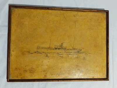 Dampfschiff Vapor Balear Grafik 1970 Miguel Salva Palma Mallorca Schiff Bild