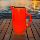VINTAGE FRANKOMA 7 1/2" TALL FLAME RED Pitcher MODEL #81 Circa 1950