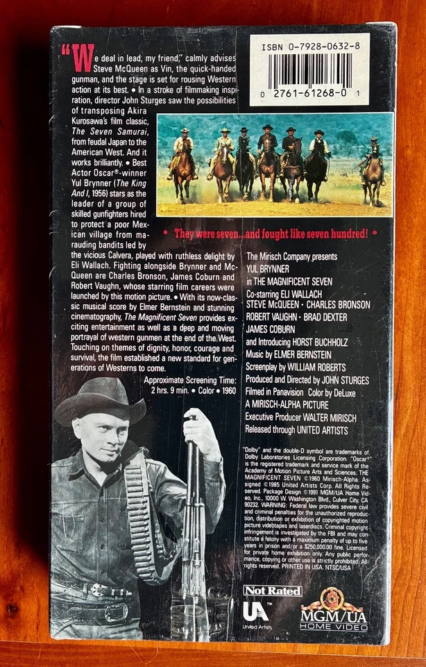 The Magnificent Seven VHS 1991 New Sealed Yul Brynner Steve McQueen Eli Wallach - Image 2 of 2