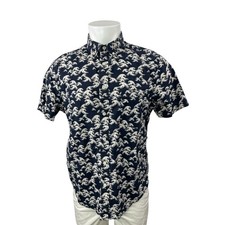 Goodfellow  Co Men's Black Printed Collar Short Sleeve Button Down Shirt Top M