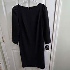 Calvin Klein Black Boatneck Sheath Dress with Puff 3/4 Sleeves – Size 8