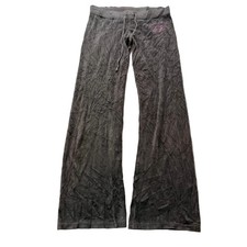 Vintage Juicy Couture Women Brown Velour Flare Leg Track Pants Drawstring Size S
