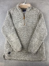 Simply Southern Sweater Womens M Gray Sherpa Fleece 1/4 Zip Pullover Cozy