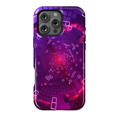 Futuristic Digital Vortex Neon Grid Phone Case For iPhone 12-17 Pro Max Plus