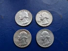 Lot of 4 Washington Quarters  90%  Silver
