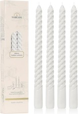 White Spiral Taper Candles 10 Inch - 4 Pack Twisted Tapered Candle Sticks - D...