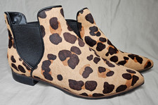 Cole Haan Chelsea Ankle Boots Womens 6 Leopard Calf Hair Fur Pointed Toe Pull On