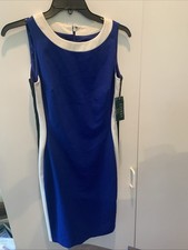lauren ralph lauren Royal Blue Sleeveless  Dress Size 4P Petite Dy43