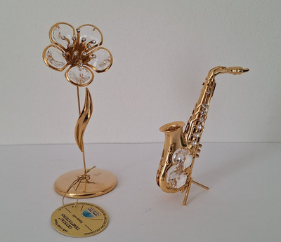 Crystal Temptations Blume &  Saxophon 24K vergoldet Swarovski Bleikristall