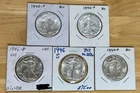 1942-1946-1947 Walking Liberty Silver Half Dollar Lot of 5