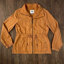Old Navy Cotton Utility Jacket Burnt Orange Drawstring Waist XS
