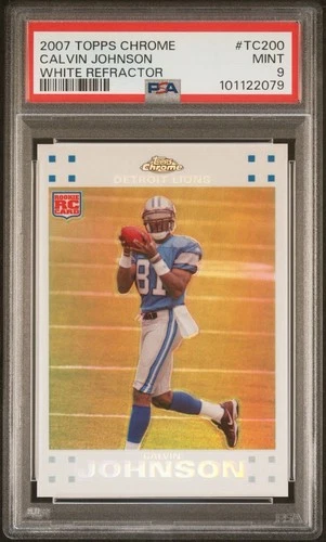 2007 CALVIN JOHNSON Topps Chrome White Refractor RC /869 PSA 9 🔥