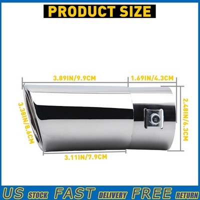 Car Pipe Rear Exhaust Tail Muffler Tip Round Silver Stainless Steel Accessories