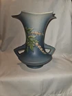 Roseville 967-8 Blue Floral Art Pottery Vase Hand Painted Decorative Ceramic