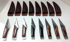 Lot Of 8 Custom Handmade D2 Steel Blade Kiridashi Knife With Leather Sheath USA 