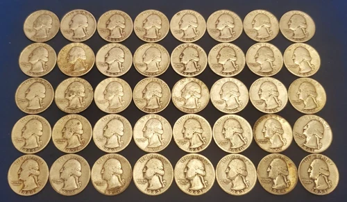 Lot of 40 $10 face Circulated 90% Silver Washington Quarters pre 1965 *DMG/WORN*