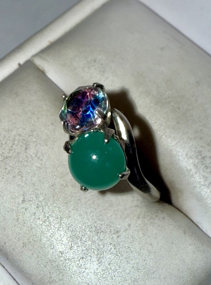 Vintage Solid Sterling Silver Native American Gem… - image 3