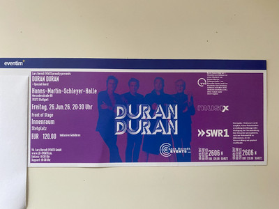 Duran Duran Ticket Front of Stage Stuttgart 26.6.2026