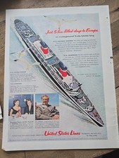 1955 S.S. United States S.S. America Cruise Ship Lines Fun To Europe Vintage  Ad