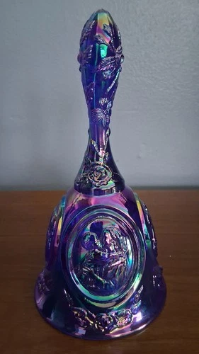 Vintage Fenton Blue Carnival Glass Madonna & Child Bell