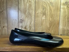 Oka-b Black Patent Rubber Ballet Flats Sz 11