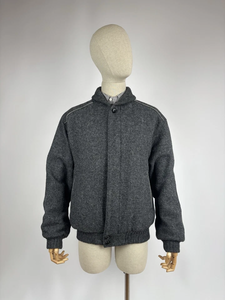 Chaqueta Bomber Zegna Lana con Codos de Cuero - Talla 48 (M/L), Elegante y Cálida Foto 4 de 4