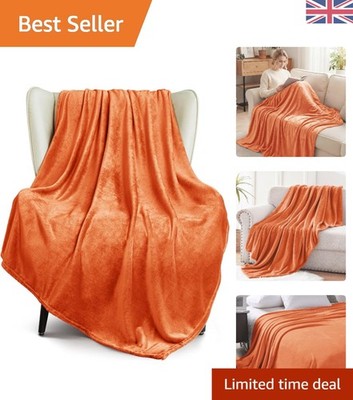 Luxus Extra Große Super Weiche Fleece Überwurf Decke - Kuschelig Burnt Orange 127x178CM