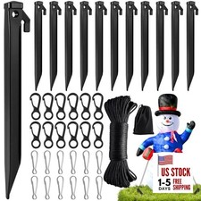 Inflatable Stakes Set Pcs 8.5’’ Heavy Duty Plastic Tent Yard Stakes with 12