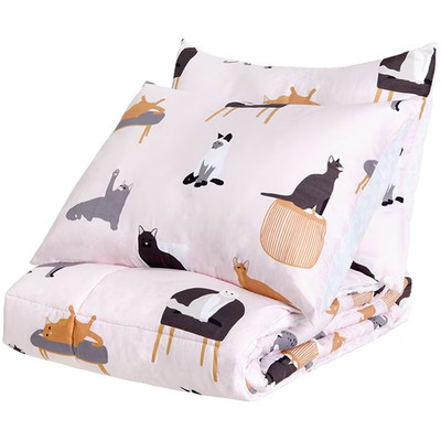 NEW Kitty Cats Reversible King Sz Complete Bedding 7 Pc Comforter Set pink