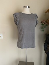 Ruffle Sleeve Top Grey