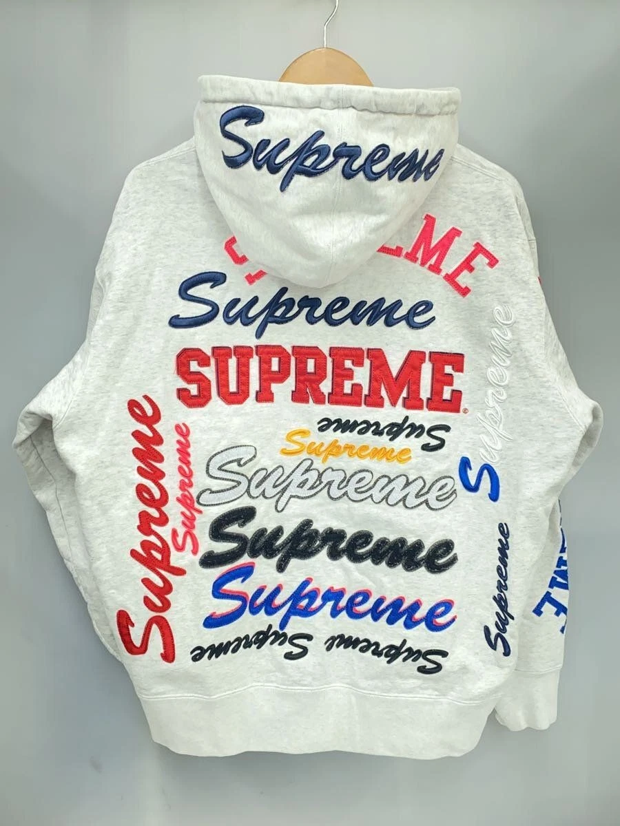 Supreme Felpa con Cappuccio Multi Logo M Cotone GRIGIO RN 101837 Usata